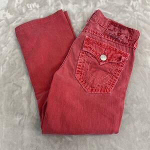 True Religion Jeans Mens 34x28 Muted Red Ricky Super T Thick Stitch Y2K Hip Hop